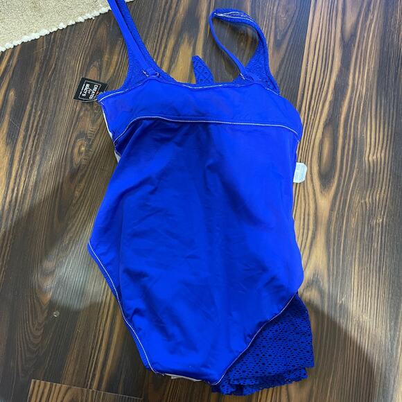 NWT Swim Solutions Tummy Control Bust Support Twist Front Crochet Swimdress - Picture 9 of 15